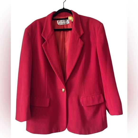 CHAUS Classic Vintage Wool Red Blazer Size 14 - Picture 2 of 13